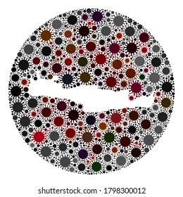 Collage del mapa de la creta vectorial del coronavirus. La infección ataca el territorio de cuarentena desde el exterior. Collage de mapas de creta de círculo de los patrones diseñado con partes de infección.