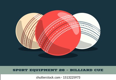 Vector cricket balls icon. Game equipment. Professional sport, classic ball for official competitions and tournaments. Isolated illustration.