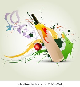 vector cricket bat on abstract background