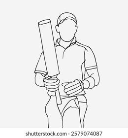 vector cricket players cheering and celebrating gesture line art. Cricket Logo, Cricket silhouette, Cricket Vector Illustration, Outline sketch drawing of Batsman playing. cricketer celebrating win.