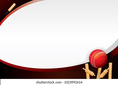 Vector of cricket poster or banner design with cricket ball hitting the wicket stumps.