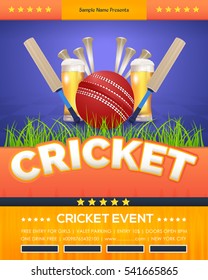 Cricket Poster Event Info Postcard Design Stock Vector (Royalty Free ...