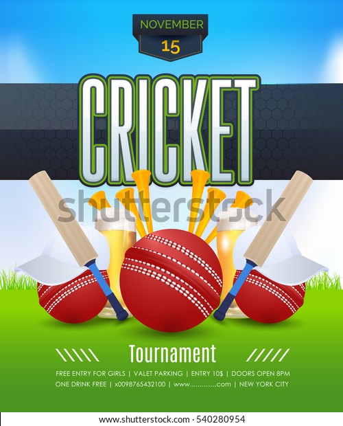 Vector Cricket Poster Event Info Postcard Stock Vector (Royalty Free ...