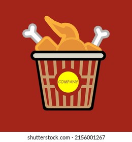 Vector de Pollo Frito Crispy para logotipos de comida, tiendas, marcas, cafés, ventas. y para iconos, símbolos, un producto y mercancías.