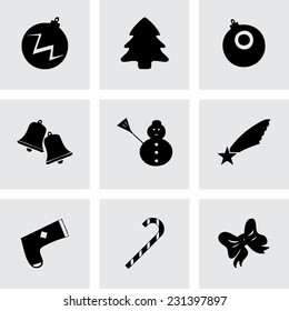 Vector cristmas icons set on grey background