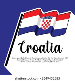 Bandeira da Croácia Bandeira da Croácia Bandeira da Croácia Ilustração do vetor Projeto de banner do dia da independência da Croácia 