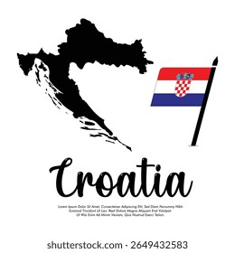 Bandeira Croácia vetor ou bandeira do mapa banner com fundo branco Vetor ilustração design Croácia independência dia banner design 