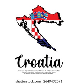 Vetor Croácia bandeira ou mapa banner Croácia bandeira com fundo branco Vetor ilustração Croácia independência dia banner design 