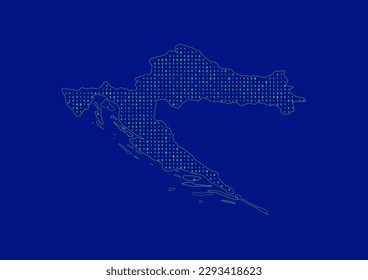 Vector Croatia map for technology or innovation or it concepts. Minimalist country border filled with 1s and 0s. File is suitable for digital editing and prints of all sizes.