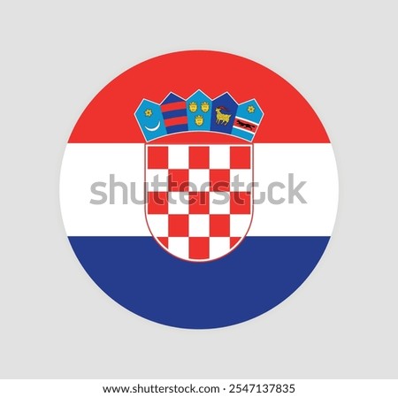 
vector Croatia National Flag icon. Round flag of Croatia on Gray Background.