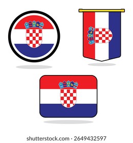 Vetor Croácia conjunto de bandeira bandeira bandeira Croácia bandeira com fundo branco Vetor ilustração design Croácia independência dia banner design