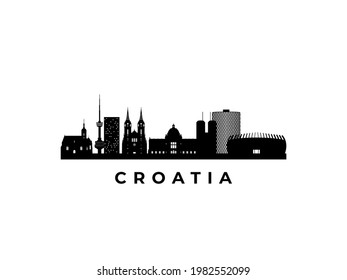 Vector Croatia skyline. Travel Croatia famous landmarks. Business and tourism concept for presentation, banner, web site.