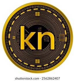 Vector of Croatian kuna Digital Currency in gold and black colors on a white background.