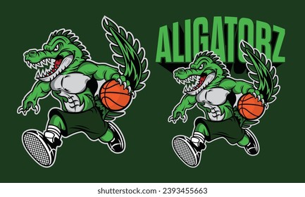 Vector Croc Basketball Mascot Drawn Style