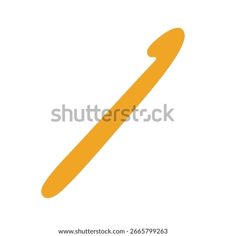 Vector crochet hook illustration in flat design. Simple tool icon for knitting, crochet, and handmade projects. Minimalist craft equipment element. Cute crochet hook clipart.