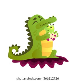 Vector Crocodile Cartoon Illustration.