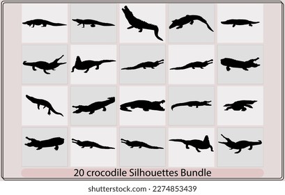 Vector of crocodile design silhouette,silhouette of crocodile,crocodile silhouette with an open mouth