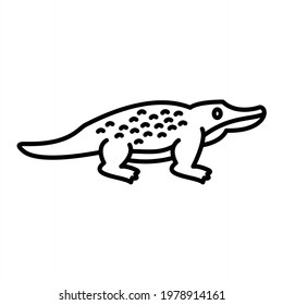 Vector Crocodile Outline Icon Design
