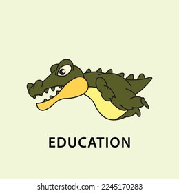 vector crocodile swimming logo icon. Abstract vector graphics of crocodile swimming logo icon. simple elegant flat illustration style. good for animal, nature, education, etc.