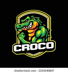 Vektor-Krokodile-Maskottlogo für Portier- und Sportteam