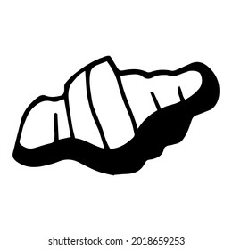 Vector croissant in doodle style. A bun for tea or coffee. Sweets. Nice bun. Croissant icon.