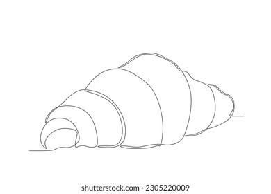 Vector croissant hand-drawn drawing crispy engraving retro style on white background