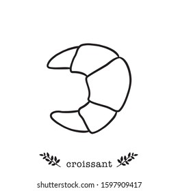 Vector croissant  icon in  hand drawn style
