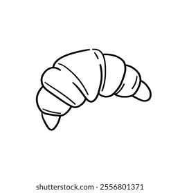 vector croissant icon, hand drawn croissant doodle, simple line art pastry 