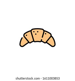 Vector croissant icon template. Sweet bakery logo background.  Line street food symbol illustration. Tasty dessert concept for cafe, cafeteria, restaurant