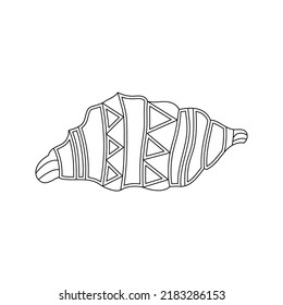 Vector Croissant  Outline Element On White Background