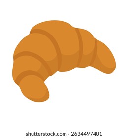 Vector croissant in warm tones, soft cartoon pastry clipart for cozy breakfast and cafe designs.