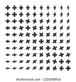 vector cross black monochrome minimal modern dynamic abstract halftone gradient texture isolated on white background