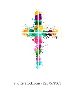 Vector cross grunge style. Blob cross. Happy easter. Vector illustration