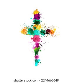Vector cross grunge style. Blob cross. Happy easter. Vector illustration