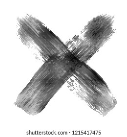 vector cross halftone artistic grunge dotted texture blank template modern background design for poster, landing, invitation or presentation
