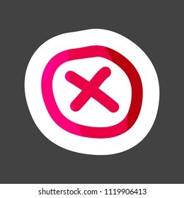 Vector cross icon colored sticker. Layers grouped for easy editing illustration.  For your design.