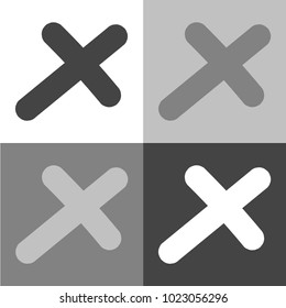 Vector cross icon. Vector icon on white-grey-black color 