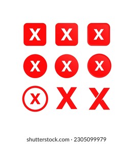vector cross icon set. red cross icon. sign and symbol disagree. Wrong icon for application user interface and design elements