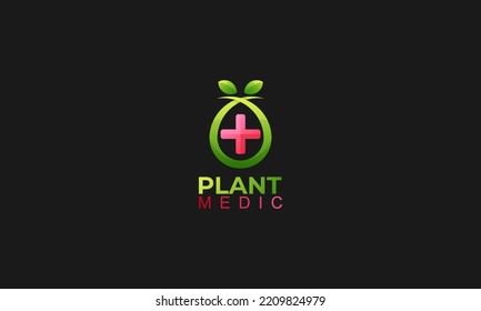 vector cross and leaf, health care green medical logo isolated