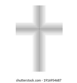Vector  Cross with lines . Religion Symbol . Church logo