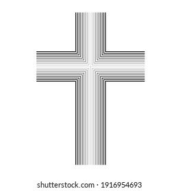 Vector  Cross with lines . Religion Symbol . Church logo