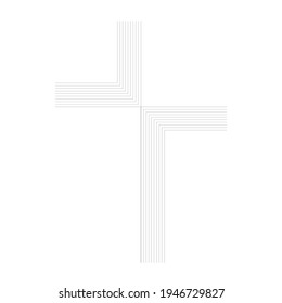 Vector  Cross with lines . Religion Symbol . Church logo