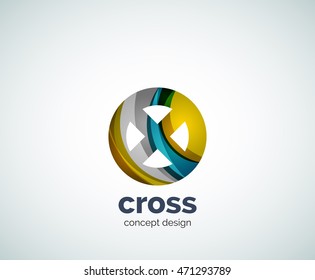 Vector cross logo template, abstract business icon