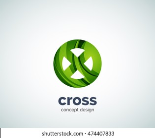 Vector cross logo template, abstract business icon