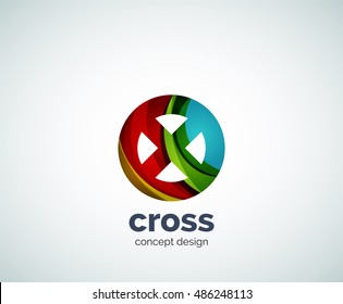 Vector cross logo template, abstract business icon
