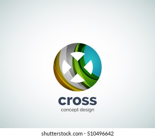 Vector cross logo template, abstract business icon