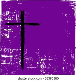 Vector Cross On Purple Grunge