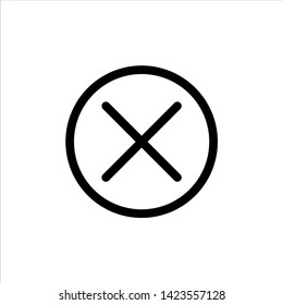 Vector cross outline web icon. cancel delete or remove black symbol with flat line style icon for web site design, logo, app, UI isolated on white background