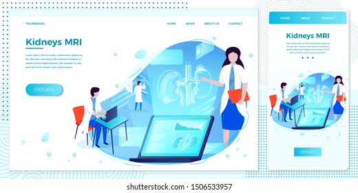 Vector cross platform illustration set, browser and mobile phone - online health consultation, doctor with computer.
Modern bright banner, site template with place for your text