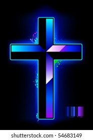 Vector cross shape. Minimal style with grunge elements.